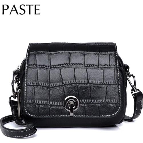 2021 New Summer Crocodile Pattern Cowhide Leather Flap Bag 2 Straps Women Shoulder Bag Small 18cm Green Blue Girl Crossbody Bag