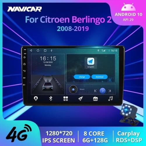 NAVICAR 2Din Android10 Car Radio For Citroen Berlingo 2 B9 2008-2019 GPS Navigation Stereo Receiver Auto Radio Car Receiver IGO