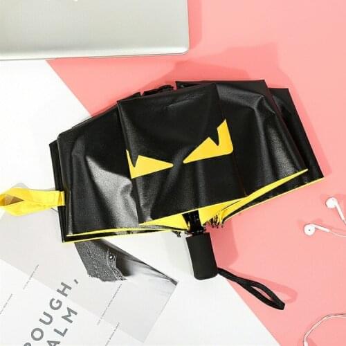 Automatic Little Devil Umbrella Little Monster Black Glue Sunshade Umbrella Sunscreen Umbrella For Students