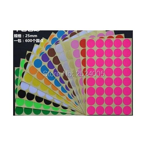 Free shipping dia.2.5cm 600pcs a lot colorful round blank paper stickers/gift packing label/price tag/DIY blank sticker/logo