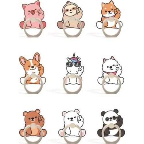 Bear Unicorn Panda Finger Ring Mobile Phone Stand Holder For iPhone XS Huawei Cell Smart Round Phone Ring holder Car Mount Stand