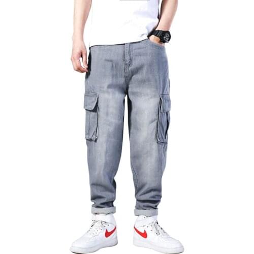 Jeans Men Mens Baggy Jeans Multi Pockets Skateboard Cargo Jeans For Men Oversized Wide Leg Jeans Plus Size 30-46 Baggy Clothes