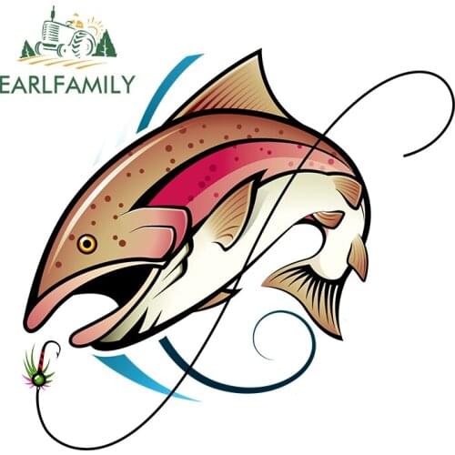 EARLFAMILY 13cm x 12.1cm For Fishing Fish RV Car Stickers Motorcycle Decal Creative Funny Decals Graffiti Vinyl Car Wrap Decor