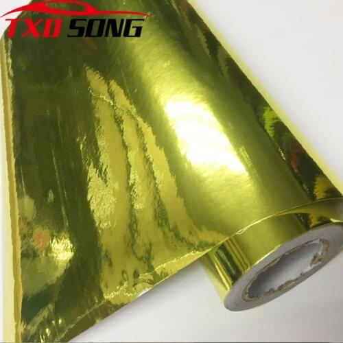 Fluorescent yellow Mirror Chrome Electroplate Vinyl Car Wrapping Foil Decal Car Motorcycle Decoration Membrane Sticker