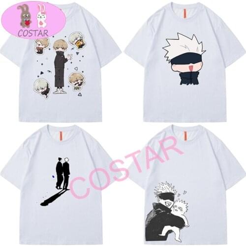 COSTAR Anime Jujutsu Kaisen Printed Parent-child Outfit Summer Short Sleeve T-shirt Cotton White Tees Kids