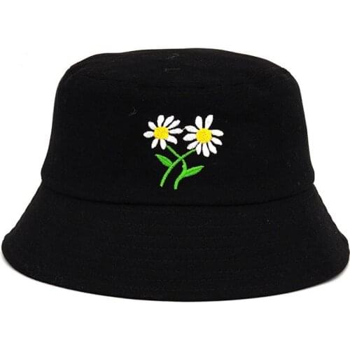 LDSLYJR Cotton Flowers Embroidery Bucket Hat Fisherman Hat Outdoor Travel Hat Sun Cap Hats for Men and Women 370