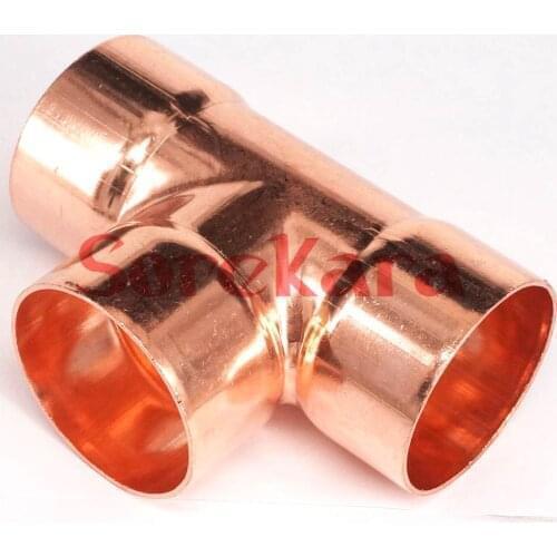 I.D 32x1.2mm Copper End Feed Euqal Tee 3 Ways Pipe Adapter Air Conditioner Refrigeration Water Heater