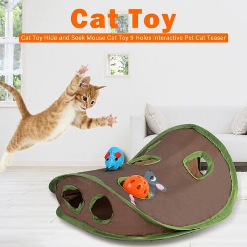 Cat Toys Interactive Mouse Cat Toy with Bell Ball Hide Seek Mouse Hole Tent 9 Holes Cat Interactive Toy Pet Supplies