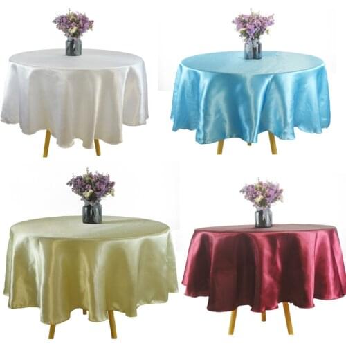 Round Satin Table cloth Table Cover For Wedding Decoration Banquet Dining Table Overlays Christmas Halloween Birthday Tablecloth