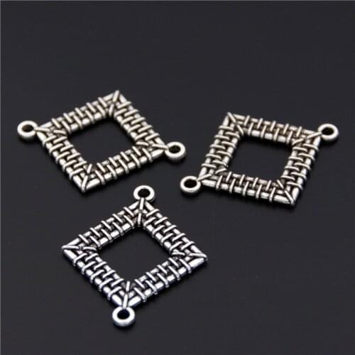 8pcs Silver Color Square Hollow Out Connectors Metal Crafts Gift Decoration DIY Findings A2442