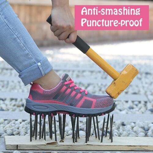 Lightweight Safety Shoes Men Women Work Shoes Steel Toe Breathable Protective Sneakers Pink Shoes For Women