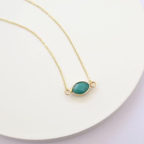 Summer Jewelry Dainty Chain Delicate Short Necklace Eye Shape Amazonite Stone Pendant Necklaces for Women