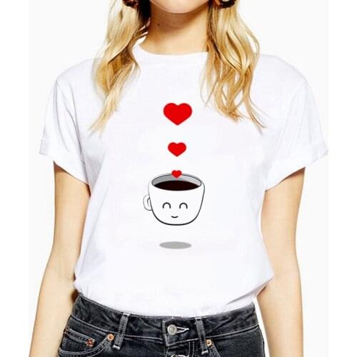Love from coffee Woman t shirt Summer Plus Size T-shirts women short sleeve O-Neck Female Tee Tops