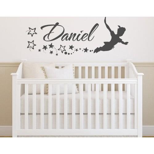 Boys Peter Pan Custom Name Personalized Name Poster Mural Vinyl Art Design Kids Room Decoration Decals Decor Stickers LX167