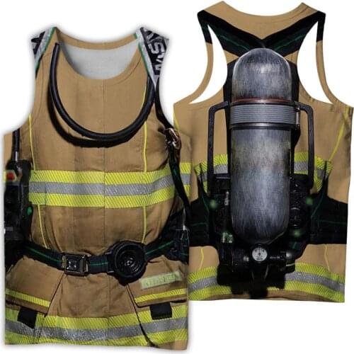 Cosplay Firefighting 3D Printed Tank Top Men/women Casual Vest Hiphop Brown Streetwear Tops Sleeveless Boys Clothes Drop ship