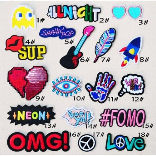 Fashion All-match Letter Guitar Love Multiple Patterns Embroidery Patch DIY Sweater T-shirt Clothing Accessories