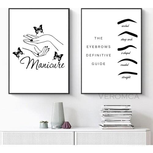Wall Art Posters Eyebrow Makeup Beauty Salon Print Abstract Nordic Black White Canvas Painting for Salon Living Room Decor