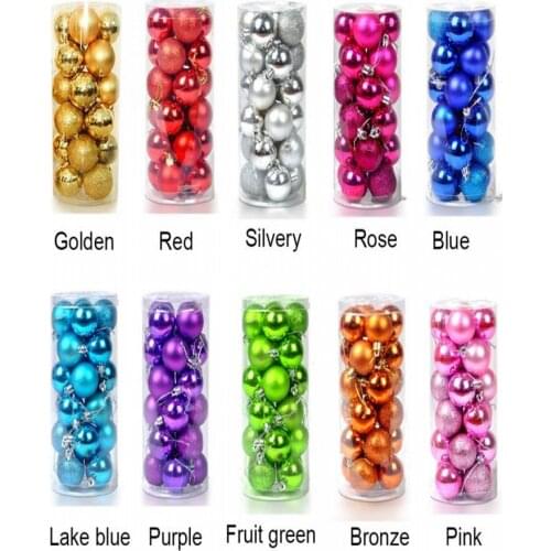 New Year Christmas Tree Ornament Colorful Ball 24/Lot Diameter 4cm Light Christmas Balls Decorations Supplies natal christmas na