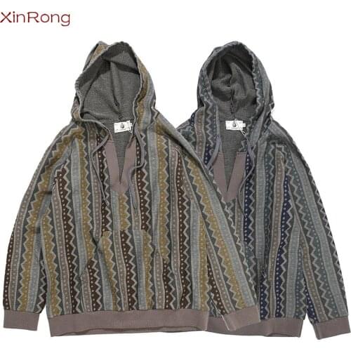 European Style New Trendy Brand Mens Hoodie Retro Ethnic Style Totem Full Print Sweater West Coast Trend Loose Fashion Pullover