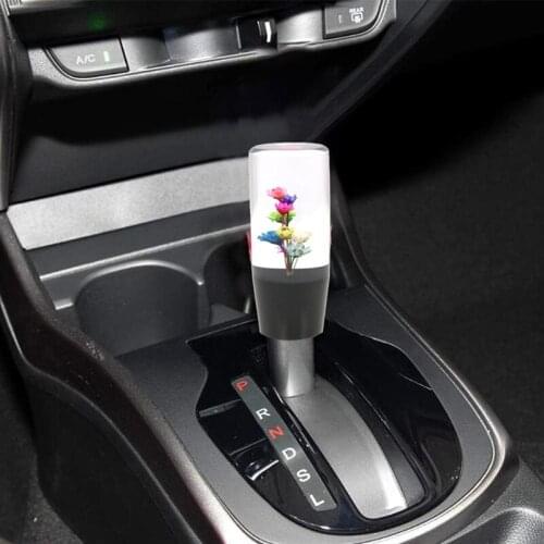 NEW-Universal Car Manual Shift Knob 4 Inch Acrylic Transparent Flowers Shift Lever Head for Acura Honda Subaru Toyota