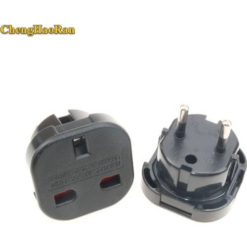 ChengHaoRan New Universal Travel UK to EU Euro Plug AC Power Charger Adapter Converter Socket Black Power Plug Adaptor Connector