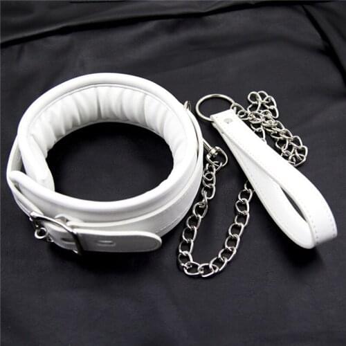 Neck Bondage Slave Collar With Chain Leash Adult Games Leather Restraints Erotic Toys BDSM Collar Sex Tools For Couples
