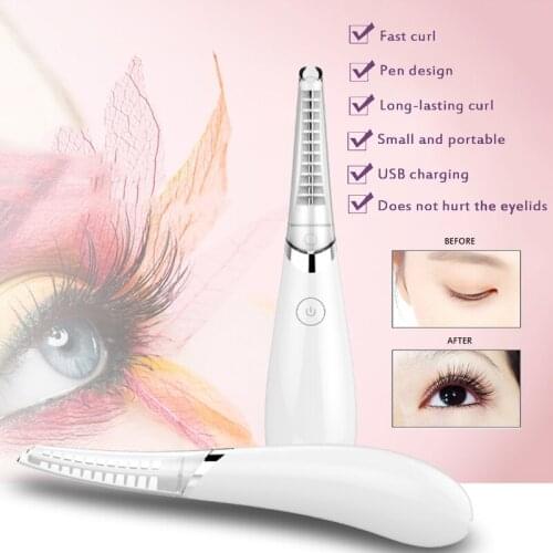 USB Rechargeable Electric Eyelash Curler Heated Makeup Long Lasting Natural Eyelashes Curling Auto Heating Protable Beauty Tool