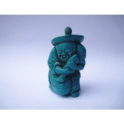 Elaborate Chinese Old-style Handmade Artificial Turquoise Resin Fisherman Snuff Bottle