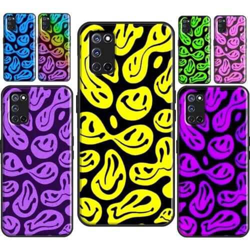 Trippy Smiley Face Pattern Aesthetic For OPPO Find X2 X3 Pro A1K A3S A5S A15 A52 A72 A83 A91 F7 A53 A31 A9 A5 2020 Phone Case
