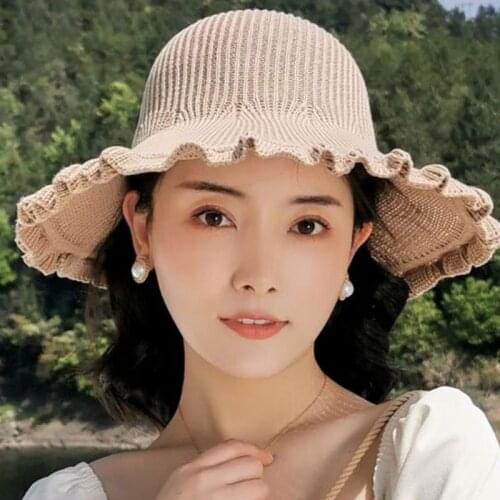 Adjustable Woman Empty Top Sun Hats Stereotyped Lace Bowknot Visor Cap Hand Made