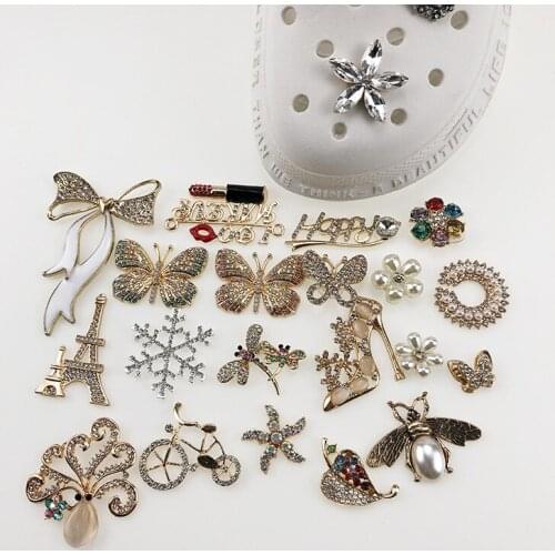 Luxury Croc Charms New DIY Butterfly Brand Shoes Designer Croc Charms Bling Rhinestone JIBZ Gift for Clog Decaration Women Gifts
