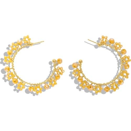 Dvacaman Handmade Beaded Earrings for Women Geometric Big Round Circle Drop Earrings Girls Personalized Jewelry Female Bijoux