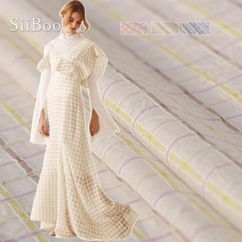 Siiboo natural silk and linen blend three colored plaid yarn-dyed fabric for women dress shirt sp6240