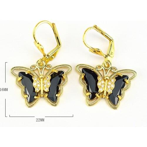 Glass Crystal Butterfly Earrings Korean new earring buckle transparent glass butterfly small fresh and sweet Earrings
