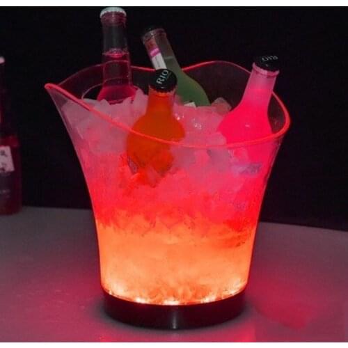LED Rechargeable Ice Bucket 5.5L Wine Whisky Ice Cooler Colors Changing Champagne Wine Bottle Holder Party Bar Nightclub Supply