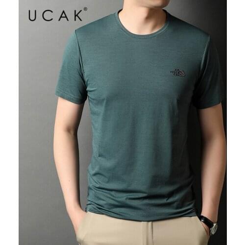 UCAK Brand Classic O-Neck Solid Color T Shirt Men Clothes Summer New Fashion Style Streetwear Casual Soft Tshirts Homme U5464