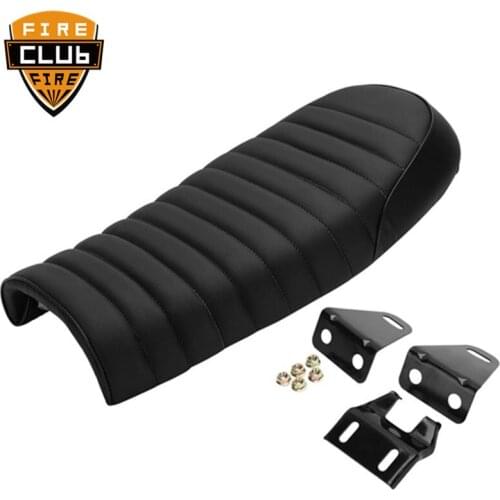 Black Cafe Racer Seat Scrambler Vintage Flat Saddle Flat pan Retro Seat For Honda CG CB200 CB350 CL350 CB400 Motorcycle