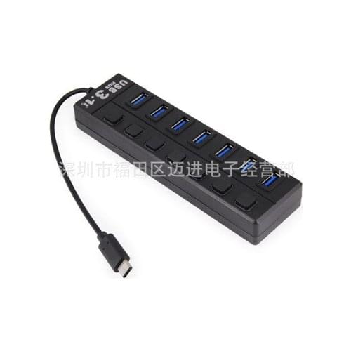 USB 3.1 Type-C to 7 Ports USB 3.0 Hub High Speed USB-C Type C Cable HUB USB 5V 4A For PC Computer Laptop