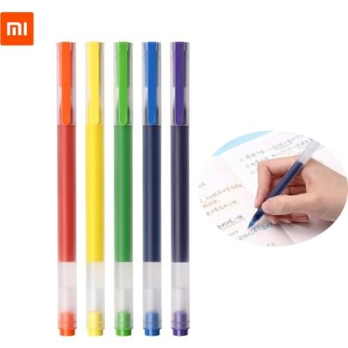 Xiaomi Mijia Super Durable Colorful Writing Sign Pen 5 Colors Mi Pen 0.5mm Gel pen Signing Pens For School Office Drawing 5Pcs