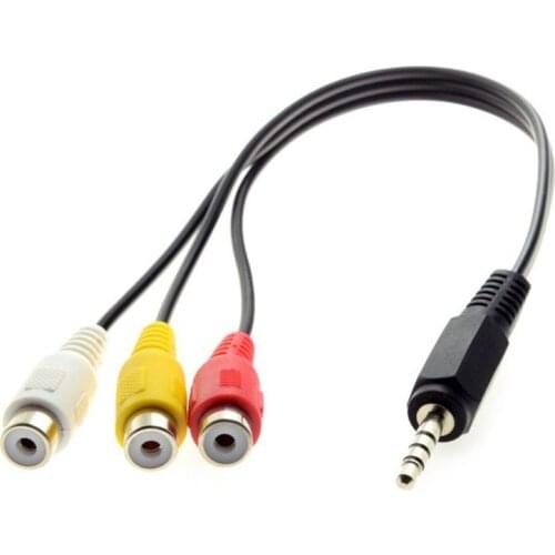3.5mm Mini AV Male to 3RCA Female M/F Audio Video Cable Stereo Adapter Cord Random color