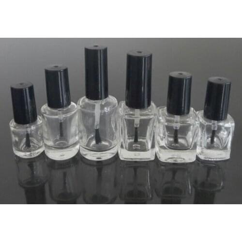 300pcs 5ml Small Clear Round Nail Polish Bottle Glass High-grade Empty Bottle with a Brush Cap #4503