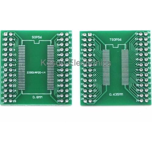 5PCS Pinboard TSSOP56 TSOP56 SOP56 to DIP56 56pin SDRAM 0.635mm 0.8mm IC adapter Socket Adapter plate PCB