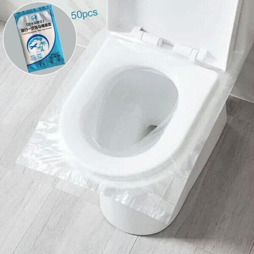 50pcs Disposable Toilet Paper Hotels Universal Toilet Sticker Seat Cover Business Travel Stool Set Health Safety Protective Film