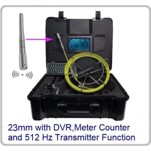 512Hz Transmitter Auto Self Leveling 23mm Pipe Sewer Drain Pipe Inspection Camera with DVR Recorder 7 Inch Monitor Meter Counter