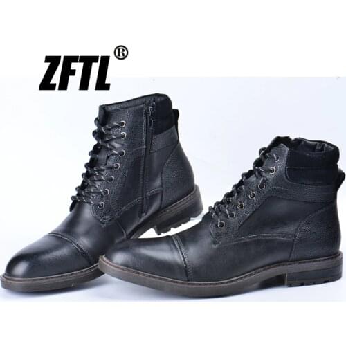 ZFTL New Men winter boots man martins boots black big size genuine leather mens warm casaul boots lace-up man ankle boots 045