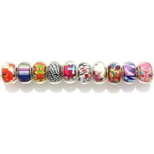 50 pcs/ lot 10 Color Mix Big Hole Beads Jewelry DIY For European Charm Bracelet ZZH09