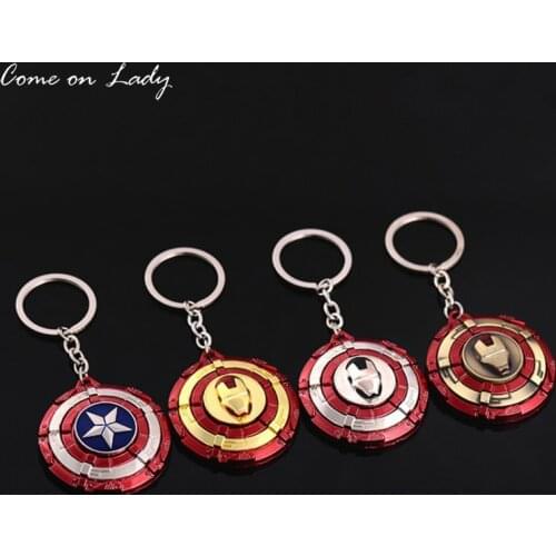 Come on lady New Arrive Fashion Iron Man Captain America Shield Alloy Keychain Keyring Bag Key Accessories D069-60