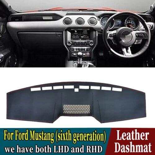 For Ford Mustang G6 (S550) GT3502015 2016 2017 2020 PU Leather Dashmat Dashboard Cover Dash Mat Carpet Car-Styling Accessories