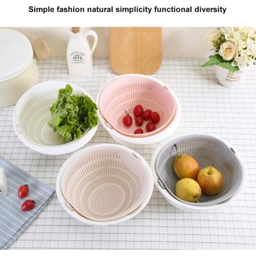 Double Layer Swivel Drainer 2 in 1 Bowl Strainer Combo Durable Washable Convenient Detachable for Cleaning Veggies ALI88