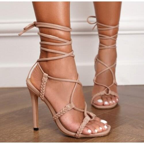 Breathable Female Sandal Fashion Womens Shoes 2021 Strappy Heels Large Size Open Toe Girls Luxury Beige Comfort Low Big Clear P